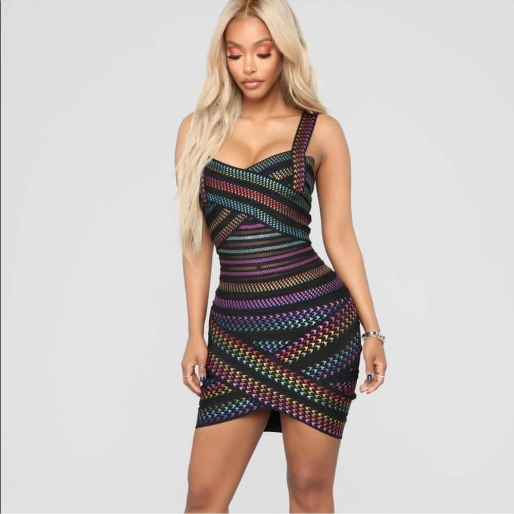 Fashion Nova Black and Purple Asymmetrical Ruched Mini Dress